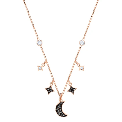 Resim SYMBOLICA:NECKLACE MOON JET/CRY/ROS