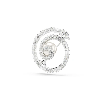 Resim SNAKE:BROOCH RND WHITE/RHS