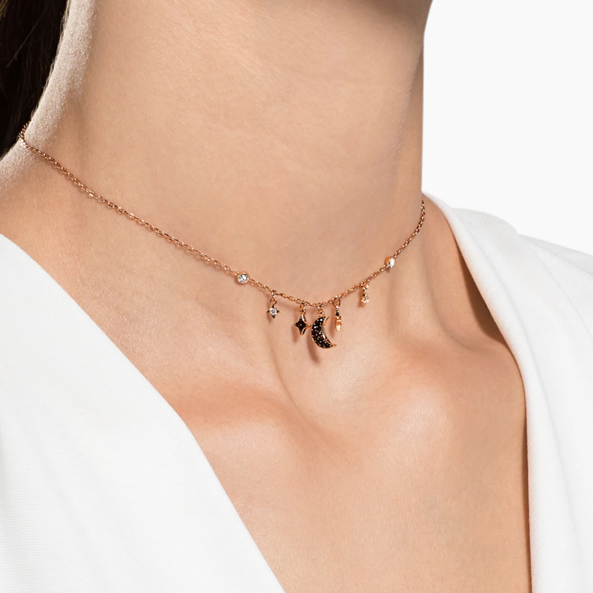 Resim SYMBOLICA:NECKLACE MOON JET/CRY/ROS