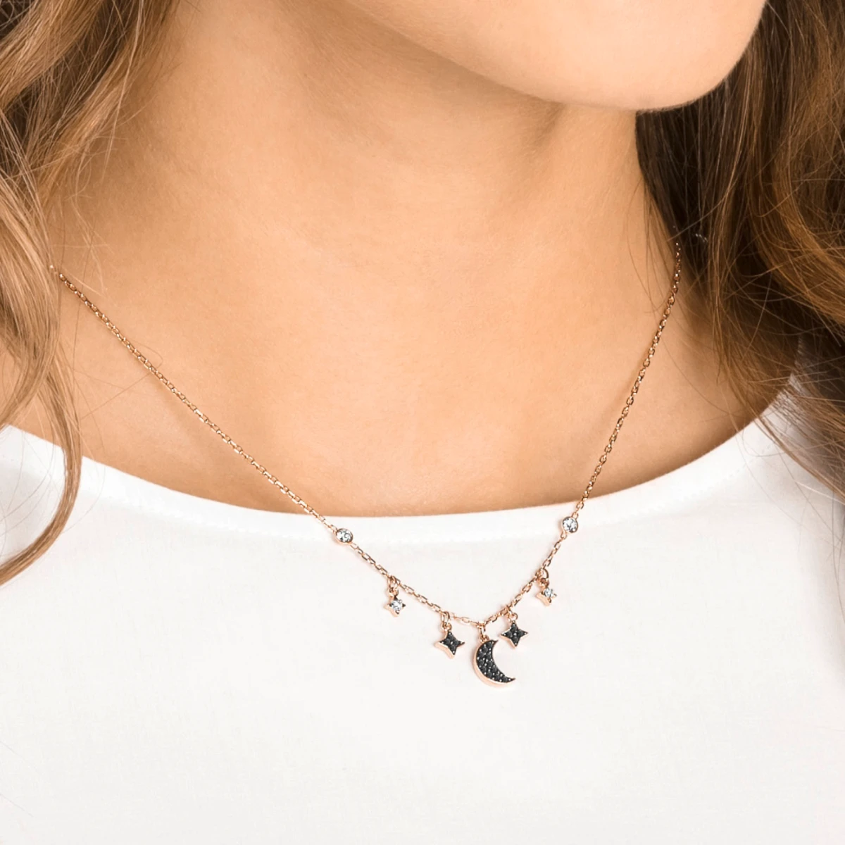Resim SYMBOLICA:NECKLACE MOON JET/CRY/ROS